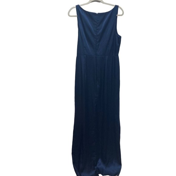 Adrianna Papell NWT Midnight (Deep Navy) Hammered Satin Evening Gown 14 - Picture 9 of 10